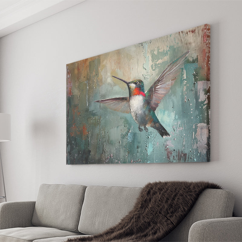 Hummingbird Flying Oil Painting Art, Canvas Print Wall Art Home Decor, Painting Canvas Art Print