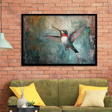 Hummingbird Flying Oil Painting Art, Framed Art Print Wall Decor, Picture Framed Painting Art