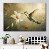 Hummingbird Flying Oil Painting Vintage, Canvas Print Wall Art Home Decor, Painting Canvas Art Print