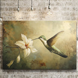 Hummingbird Flying Oil Painting Vintage, Canvas Print Wall Art Home Decor, Painting Canvas Art Print