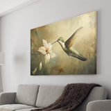 Hummingbird Flying Oil Painting Vintage, Canvas Print Wall Art Home Decor, Painting Canvas Art Print