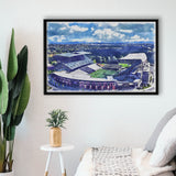Husky Stadium WaterColor Framed Canvas Prints, Seattle Washington Watercolor, Stadium Art Gifts, Floating Frame