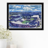 Husky Stadium WaterColor Framed Canvas Prints, Seattle Washington Watercolor, Stadium Art Gifts, Floating Frame