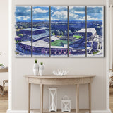 Husky Stadium WaterColor 5 Panels B Mixed Canvas Prints, Extra Large, Seattle Washington Watercolor