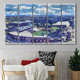 Husky Stadium WaterColor 5 Panels B Mixed Canvas Prints, Extra Large, Seattle Washington Watercolor