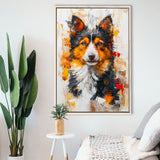 Icelandic Sheepdog Dog Portrait Painting, Framed Canvas Prints Wall Art Decor, Floating Frame