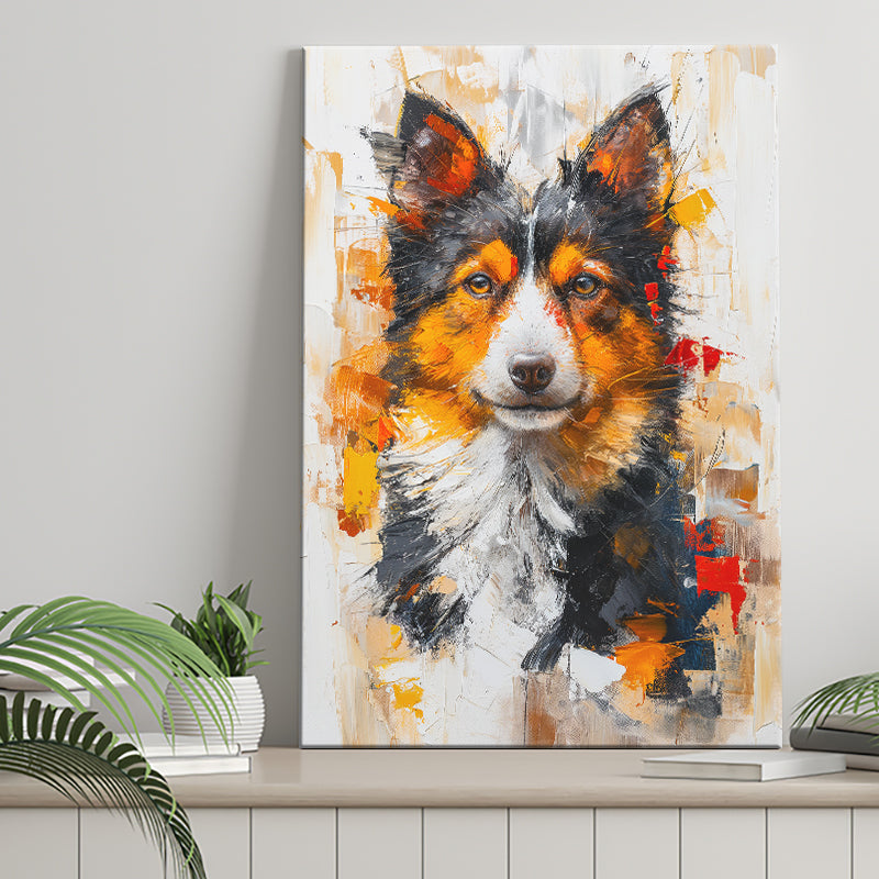 Icelandic Sheepdog Dog Portrait Painting, Canvas Prints Wall Art Decor, Painting Canvas