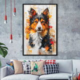 Icelandic Sheepdog Dog Portrait Painting, Framed Art Prints Wall Art Decor, Framed Picture Print