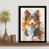 Icelandic Sheepdog Dog Portrait Painting, Framed Canvas Prints Wall Art Decor, Floating Frame