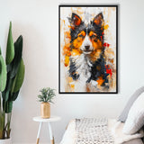 Icelandic Sheepdog Dog Portrait Painting, Framed Canvas Prints Wall Art Decor, Floating Frame