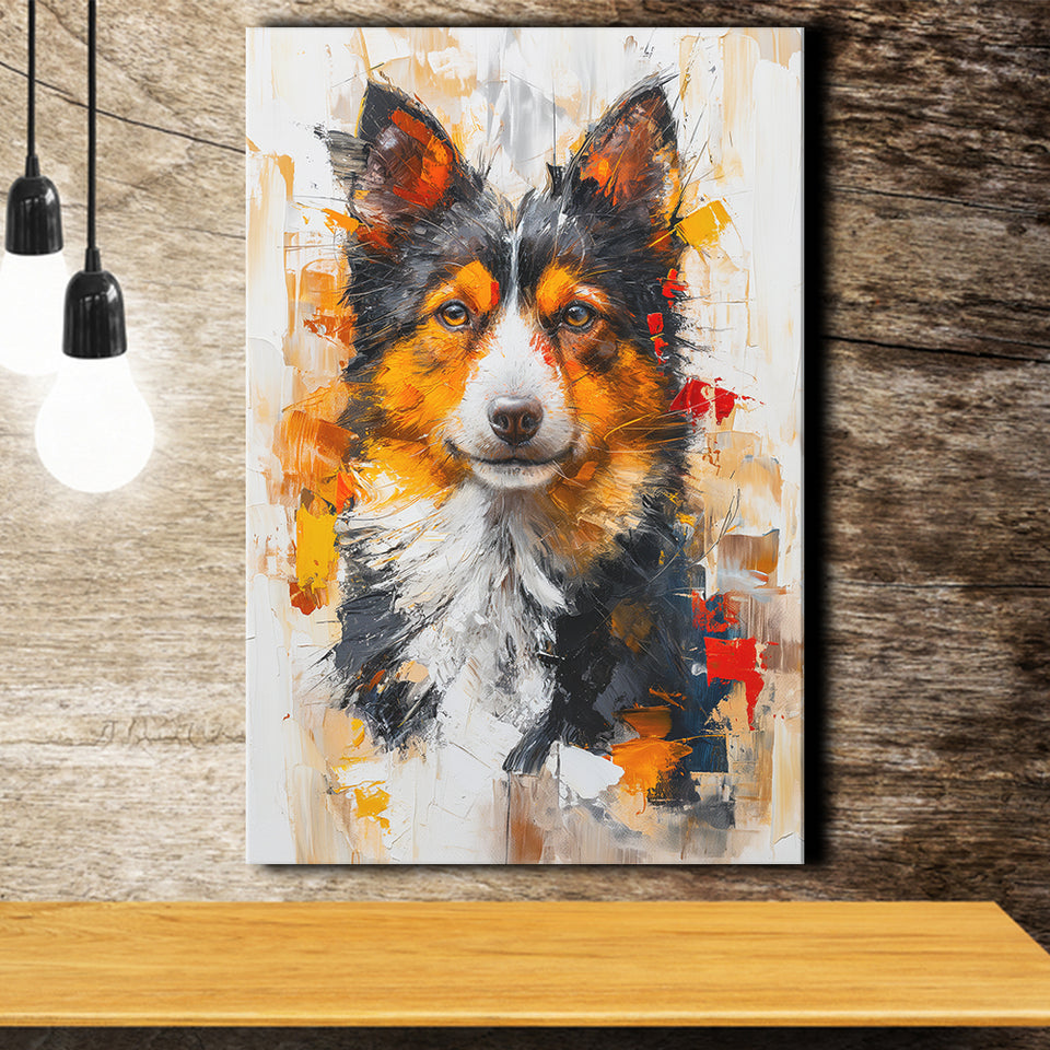 Icelandic Sheepdog Dog Portrait Painting, Canvas Prints Wall Art Decor, Painting Canvas