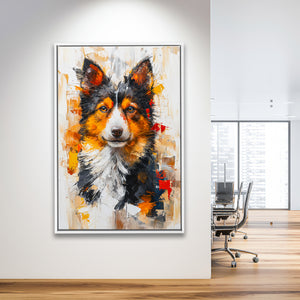 Icelandic Sheepdog Dog Portrait Painting, Framed Canvas Prints Wall Art Decor, Floating Frame