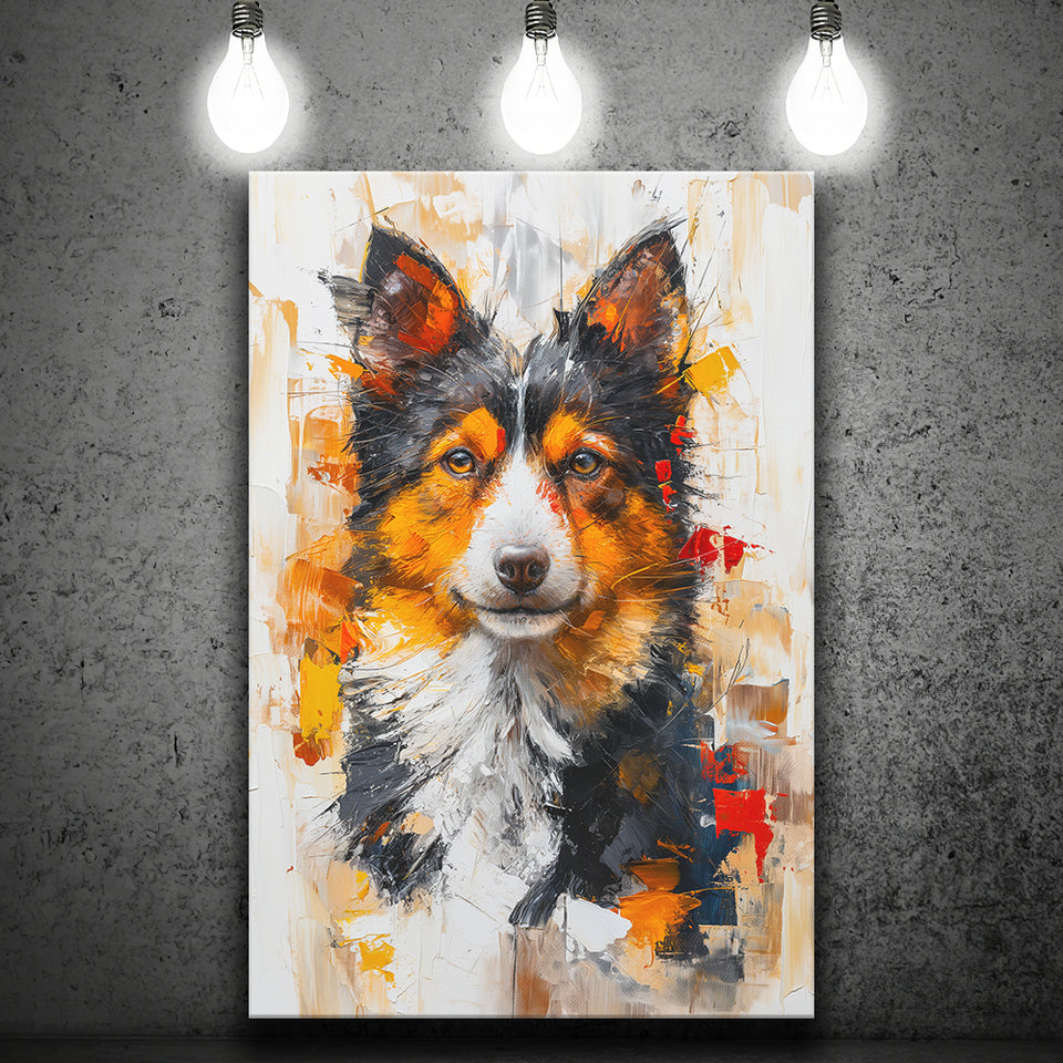 Icelandic Sheepdog Dog Portrait Painting, Canvas Prints Wall Art Decor, Painting Canvas