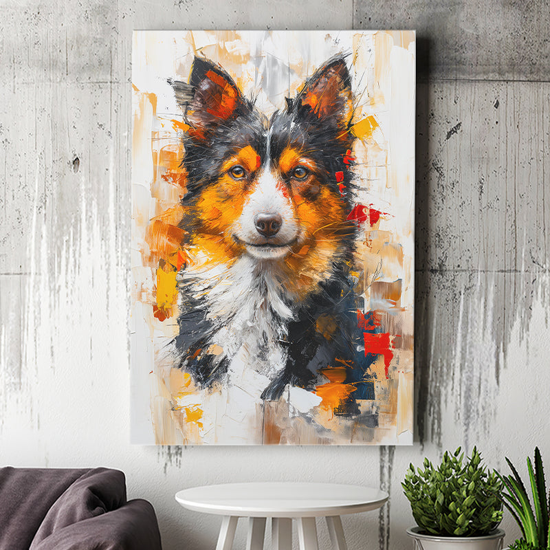Icelandic Sheepdog Dog Portrait Painting, Canvas Prints Wall Art Decor, Painting Canvas