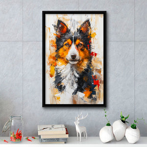 Icelandic Sheepdog Dog Portrait Painting, Framed Canvas Prints Wall Art Decor, Floating Frame