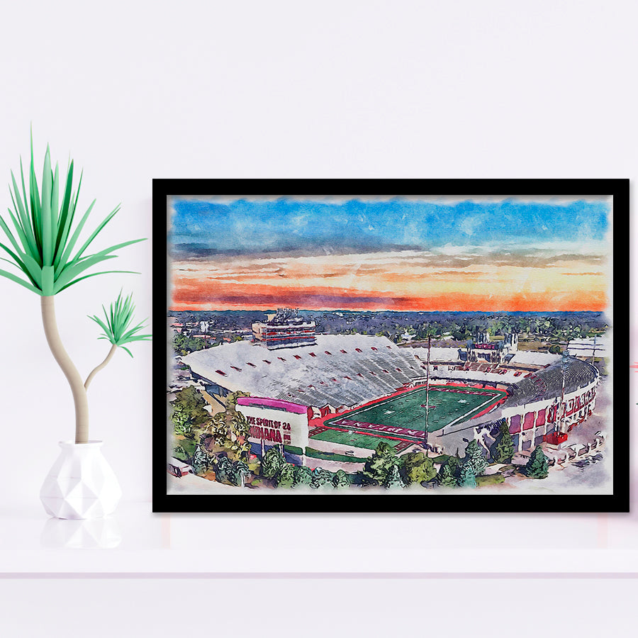 Indiana Memorial Stadium WaterColor Framed Art Prints, Bloomington Indiana Watercolor, Stadium Art Gifts