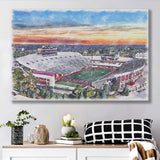 Indiana Memorial Stadium WaterColor Canvas Prints, Bloomington Indiana Watercolor, Stadium Art Gifts