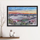 Indiana Memorial Stadium WaterColor Framed Canvas Prints, Bloomington Indiana Watercolor, Stadium Art Gifts, Floating Frame