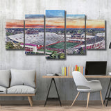 Indiana Memorial Stadium WaterColor 5 Panels Mix Canvas Prints, Bloomington Indiana Watercolor, Large Stadium Canvas