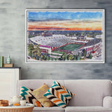 Indiana Memorial Stadium WaterColor Framed Canvas Prints, Bloomington Indiana Watercolor, Stadium Art Gifts, Floating Frame