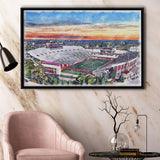 Indiana Memorial Stadium WaterColor Framed Canvas Prints, Bloomington Indiana Watercolor, Stadium Art Gifts, Floating Frame