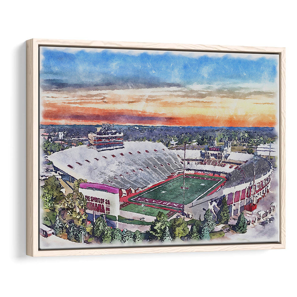 Indiana Memorial Stadium WaterColor Framed Canvas Prints, Bloomington Indiana Watercolor, Stadium Art Gifts, Floating Frame