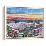 Indiana Memorial Stadium WaterColor Framed Canvas Prints, Bloomington Indiana Watercolor, Stadium Art Gifts, Floating Frame