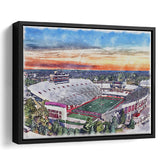 Indiana Memorial Stadium WaterColor Framed Canvas Prints, Bloomington Indiana Watercolor, Stadium Art Gifts, Floating Frame