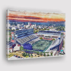 InfoCision Stadium – Summa Field WaterColor Canvas Prints, Akron Ohio Watercolor, Stadium Art Gifts