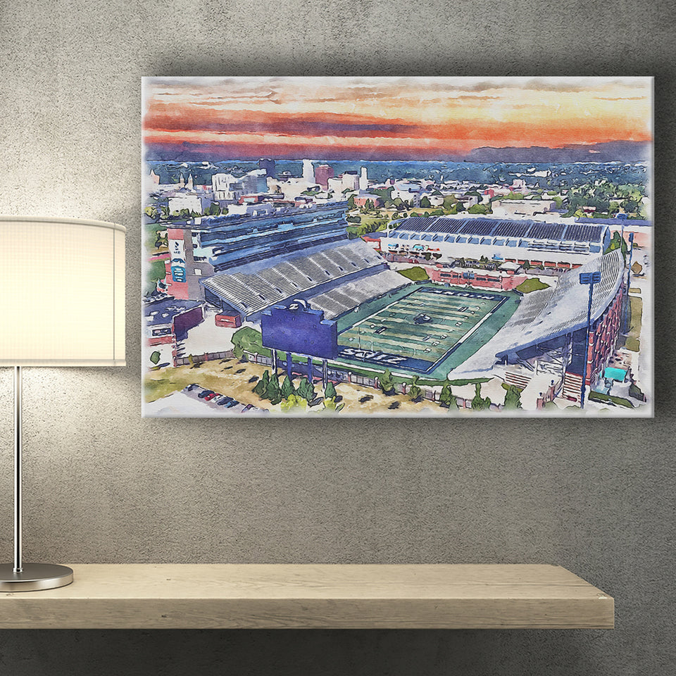 InfoCision Stadium – Summa Field WaterColor Canvas Prints, Akron Ohio Watercolor, Stadium Art Gifts