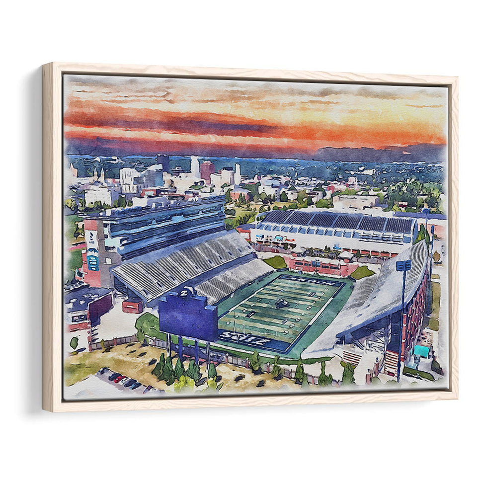 InfoCision Stadium – Summa Field WaterColor Framed Canvas Prints, Akron Ohio Watercolor, Stadium Art Gifts, Floating Frame