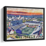 InfoCision Stadium – Summa Field WaterColor Framed Canvas Prints, Akron Ohio Watercolor, Stadium Art Gifts, Floating Frame