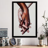 Interracial Art Love Print, Black And White Biracial Couple Holding Hands, Oil Painting, Framed Art Print, Fine Art Wall Decor