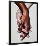 Interracial Art Love Print, Black And White Biracial Couple Holding Hands, Oil Painting, Framed Art Print, Fine Art Wall Decor