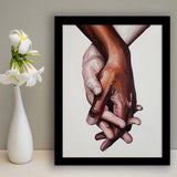 Interracial Art Love Print, Black And White Biracial Couple Holding Hands, Oil Painting, Framed Art Print, Fine Art Wall Decor
