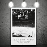 Joe Louis Arena Detroit Red Wings, Stadium Print For Ice Hockey Lovers, Black And White, Canvas Print Wall Art