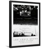 Joe Louis Arena Detroit Red Wings, Stadium Print For Ice Hockey Lovers, Black And White, Framed Art Print Wall Decor