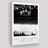 Joe Louis Arena Detroit Red Wings, Stadium Print For Ice Hockey Lovers, Black And White, Canvas Print Wall Art