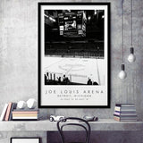 Joe Louis Arena Detroit Red Wings, Stadium Print For Ice Hockey Lovers, Black And White, Framed Art Print Wall Decor