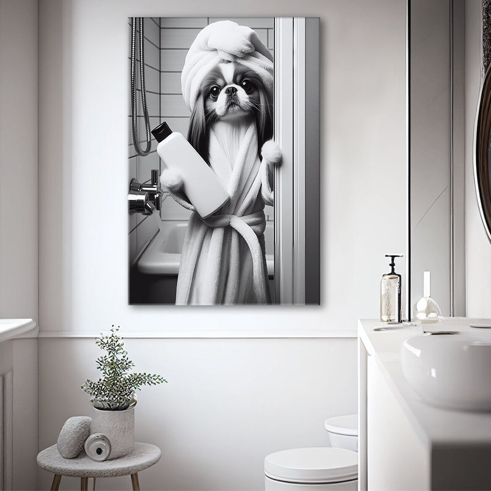 Japanese Chin Canvas Prints Wall Art, Bathroom Art Print, Japanese Chin Photo