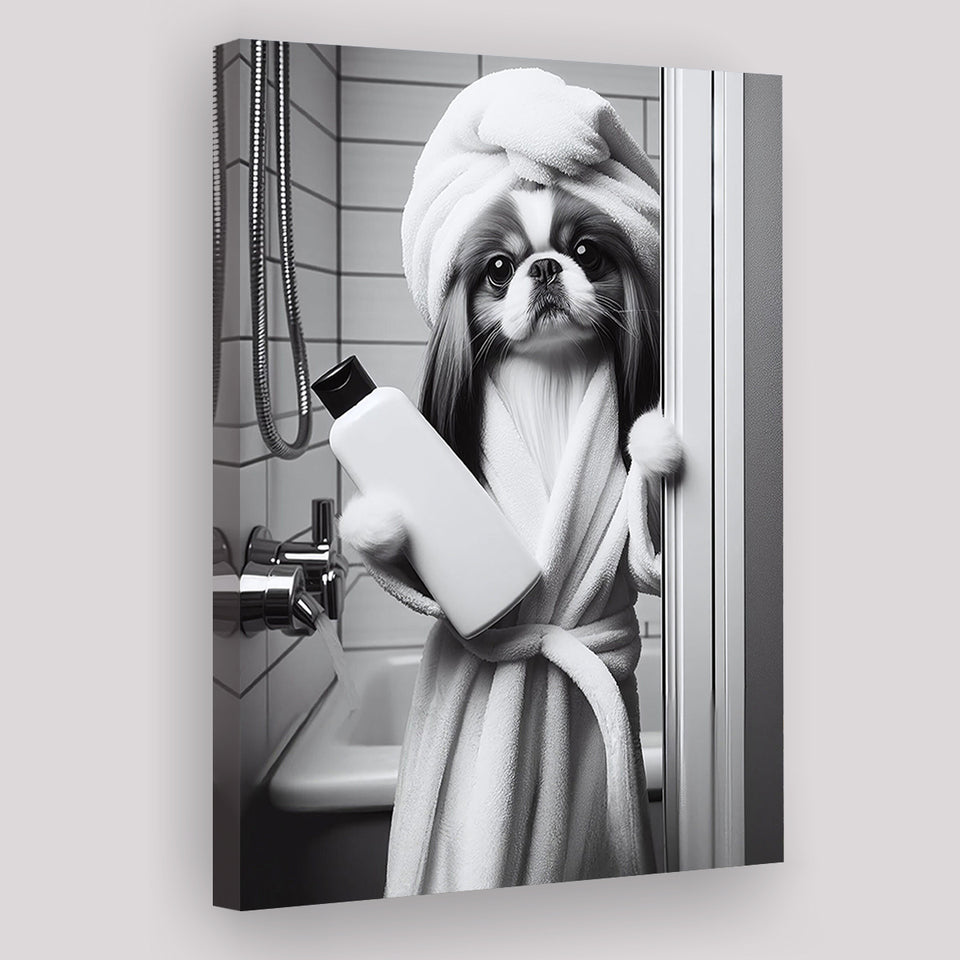 Japanese Chin Canvas Prints Wall Art, Bathroom Art Print, Japanese Chin Photo