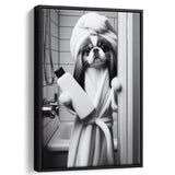 Japanese Chin Framed Canvas Prints Wall Art, Bathroom Framed Art Print, Japanese Chin Photo