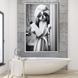 Japanese Chin Framed Canvas Prints Wall Art, Bathroom Framed Art Print, Japanese Chin Photo