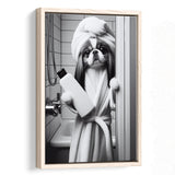 Japanese Chin Framed Canvas Prints Wall Art, Bathroom Framed Art Print, Japanese Chin Photo