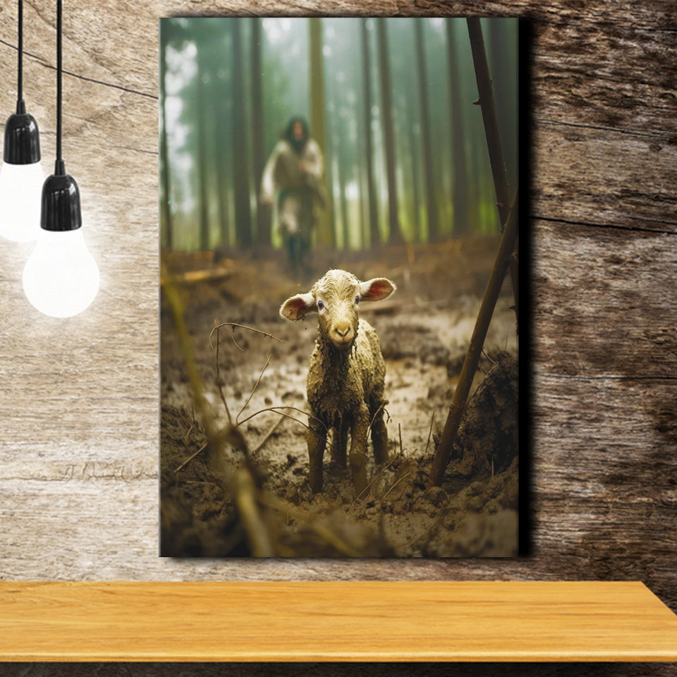 Jesus And Lost Lamb Canvas Art Christian Home Decor, Canvas Painting, Canvas Print Wall Art Decor
