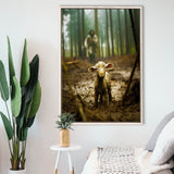 Jesus And Lost Lamb Canvas Art Christian Home Decor,Framed Canvas Prints Wall Art Decor, Floating Frame
