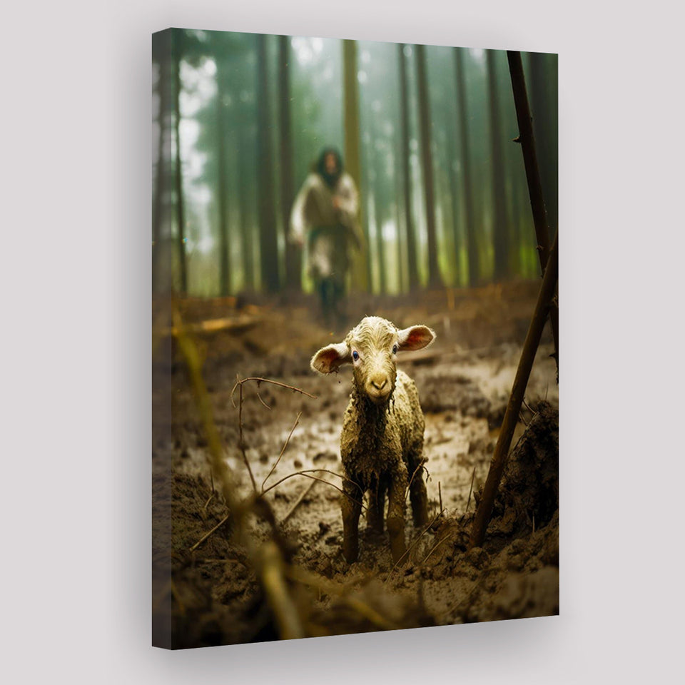 Jesus And Lost Lamb Canvas Art Christian Home Decor, Canvas Painting, Canvas Print Wall Art Decor