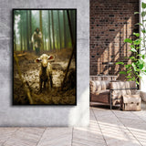 Jesus And Lost Lamb Canvas Art Christian Home Decor,Framed Canvas Prints Wall Art Decor, Floating Frame