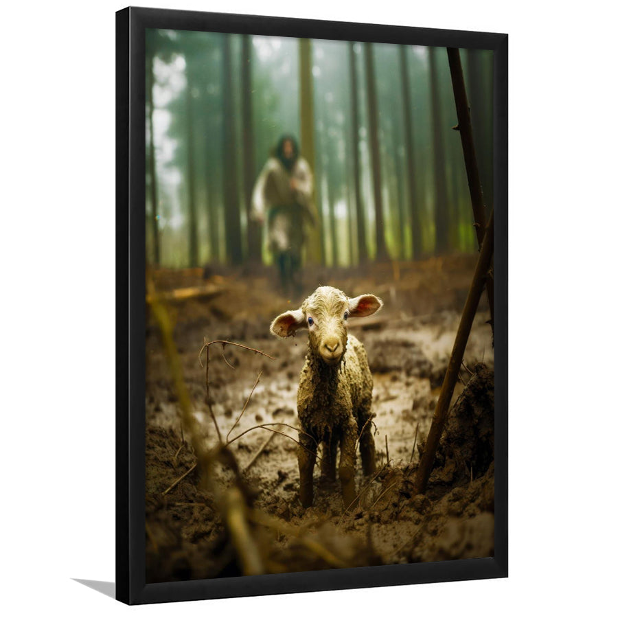 Jesus And Lost Lamb Art Christian Home Decor,Framed Art Prints Wall Decor, Picture Framed