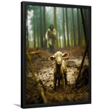 Jesus And Lost Lamb Art Christian Home Decor,Framed Art Prints Wall Decor, Picture Framed